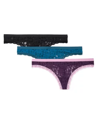 Cori Allover Lace Pack Thong Plus