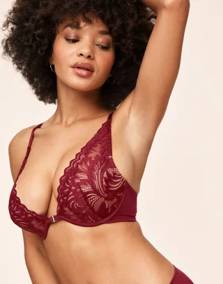 Kendall Lace Plunge Push Up Bra Dark Red Plus Push up plunge, 42D