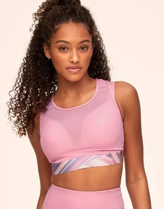 Kimberly C 2pc Set XL leggings Midrise mesh panels & cropped Sports Bra  Pink
