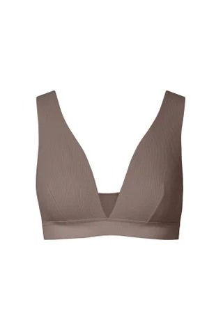 mod & shy Brown Cotton Lace Work Seamless Bra