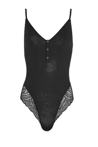 Clarisse Black Plus Bodysuit, XL-4X