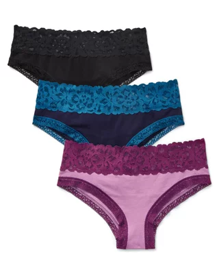Free to Live 6 Pack Women's Colorful Lace Underwear, Trim Hipster Cotton-  Spandex Panties (M, Black, Baby Pink, Charcoal, Ivory, Lavender, Red) at   Women's Clothing store