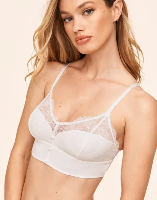 Lace-up Sheer Lace Bralette Top In WHITE