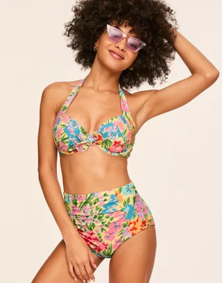 Swimsuit Women 2023 Print High Waist Tankini Two Piece Bikini V Neck Suspender  Bathing Suit Lace Up Swimwear Syf9096