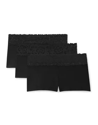 Mackenna Cotton Pack Cheeky Black Cheeky Panties (Pack of 3), XS-XL