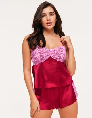 Icollection Women's Charlotte Satin and Lace Chemise