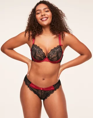 TORRID SIZE 2, 2X XXL RED LACE SATIN BOW UNLINED UNDERWIRE