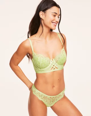 Whimsy by Lunaire Bra Style 152-13, 40DD, Lace Trim, Black, Lined In Lime  Green