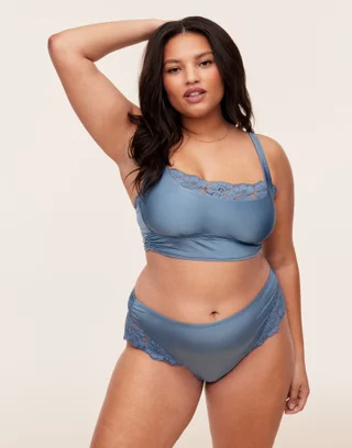 Plus Size Turquoise Fly Away Babydoll & Crotchless Panty Set