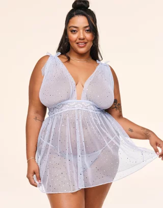 chinese dress ladies White Sexy Cut Out Lace Striped Fishnet Dress – Yummy Lingerie LA main image 0