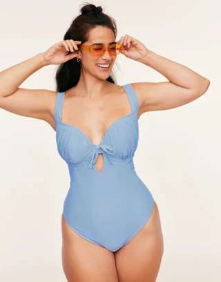 zuwimk Swimsuit Women,Women's Tie Back Padded High Cut Bralette Bikini Set  Two Piece Swimsuit Beige,XL 