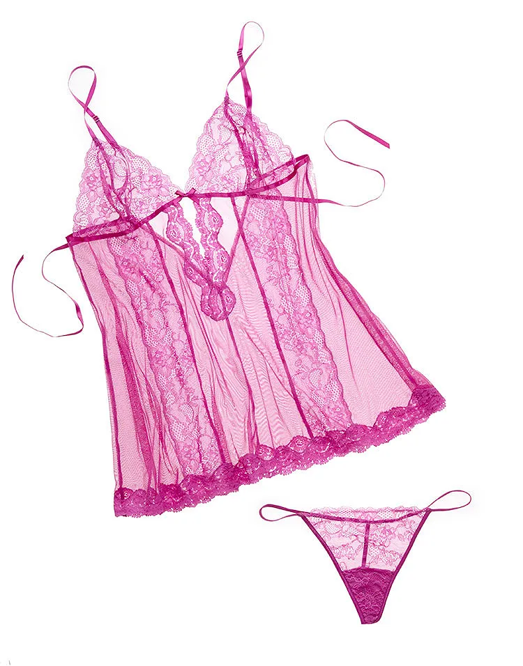 Alicia Dark Pink lingerie bundle Model 4