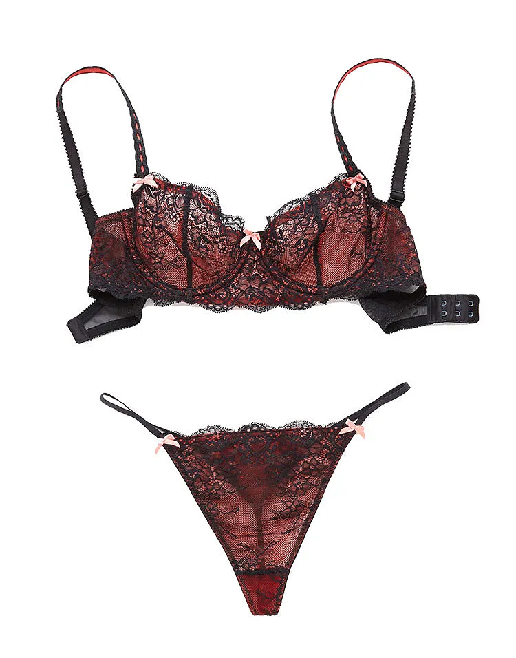 Dylana Black Unlined bra and panty bundle Model 2