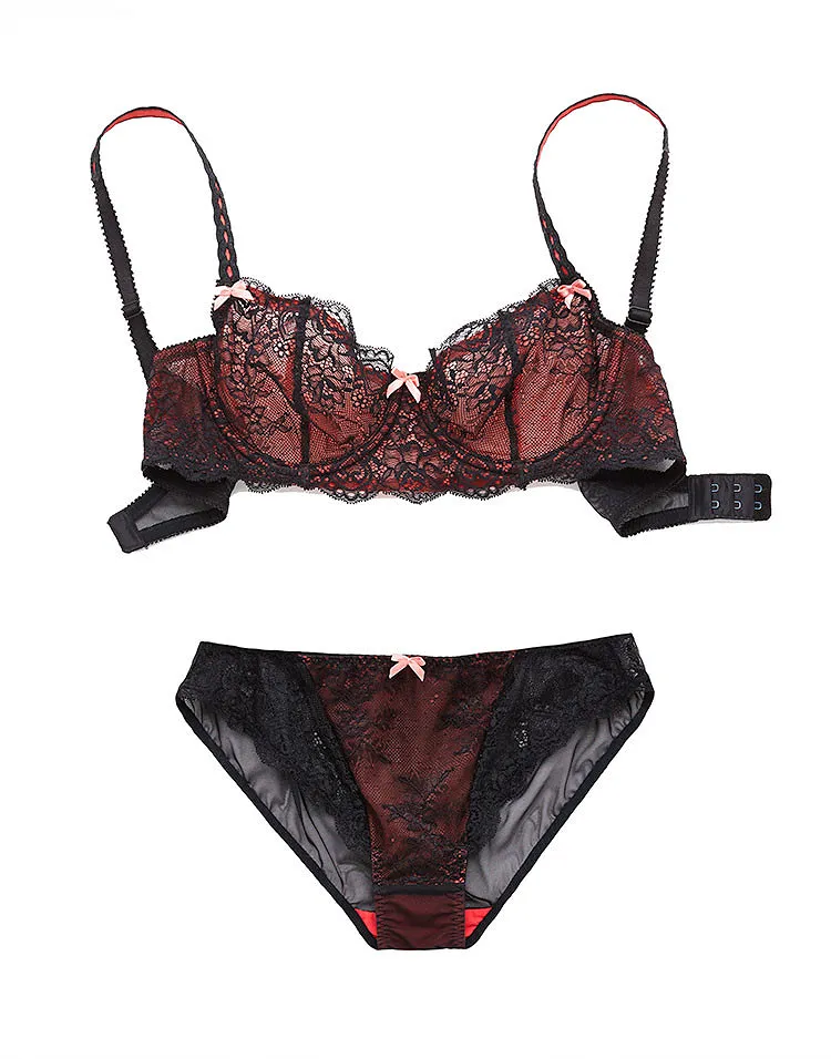 Dylana Black Unlined bra and panty bundle Model 1