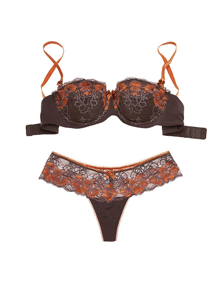 Gerda Dark Gray Push Up bra and panty bundle Model 1