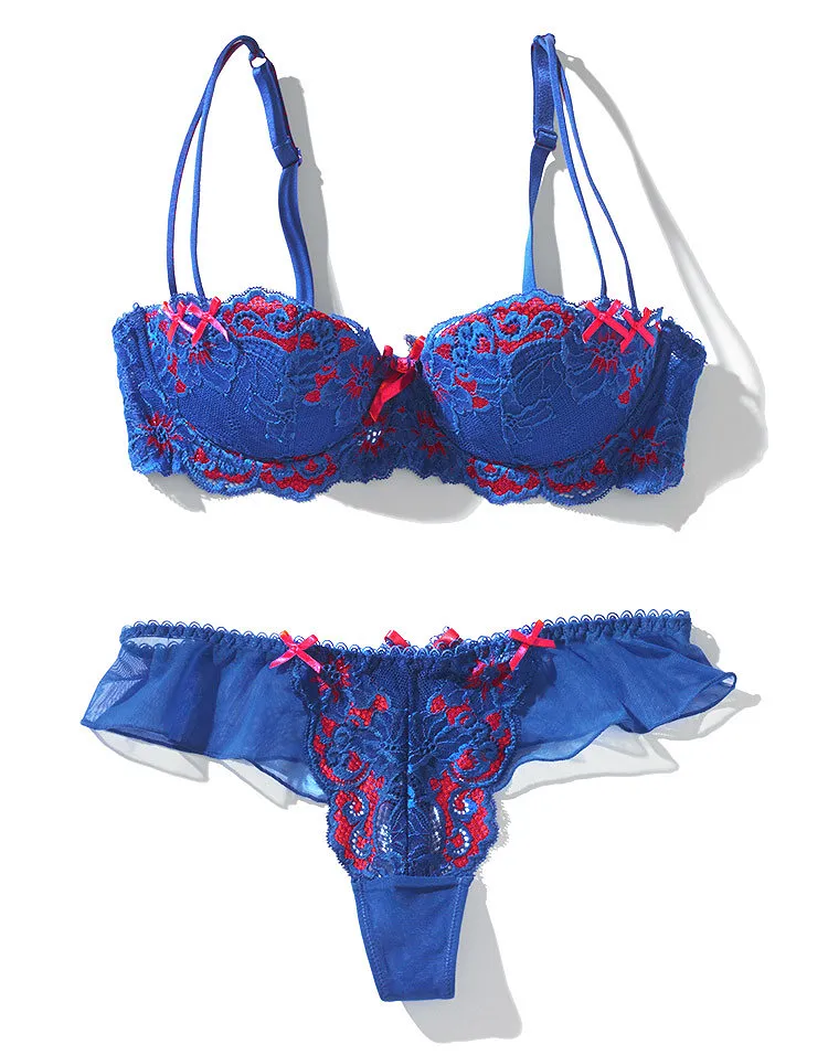 Rihanna Dark Blue Lightly Lined bra and panty bundle Model 1