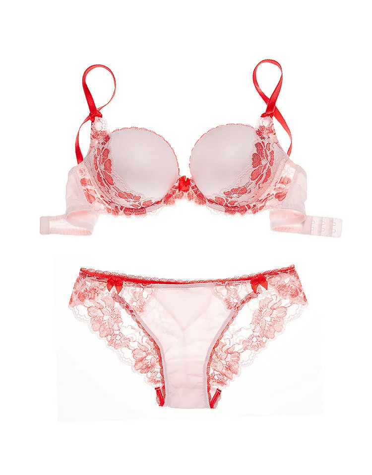Pandora Light Pink 2 Push Up bra and panty bundle Model 1