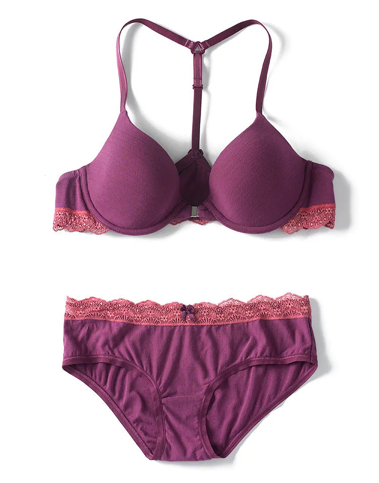 Keren Dark Purple Contour bra and panty bundle Model 3
