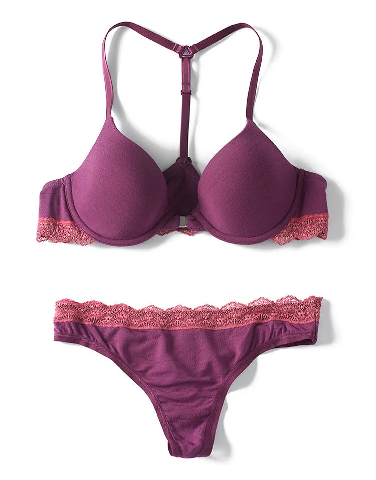 Keren Dark Purple Contour bra and panty bundle Model 2