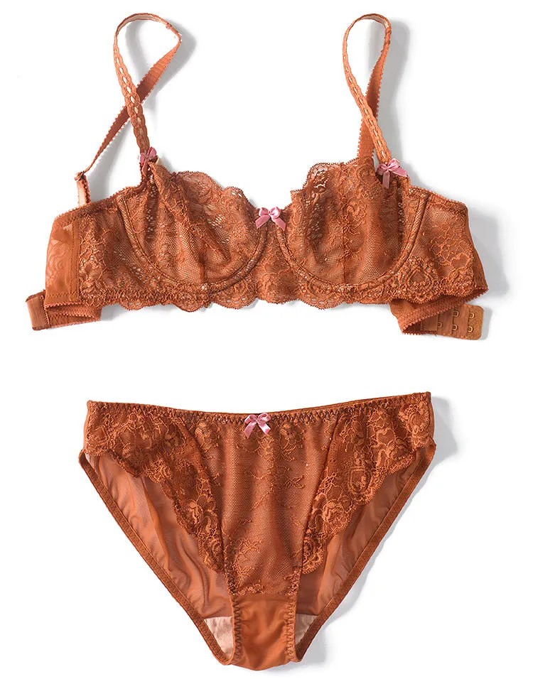 Dylana Dark Brown Unlined bra and panty bundle Model 2