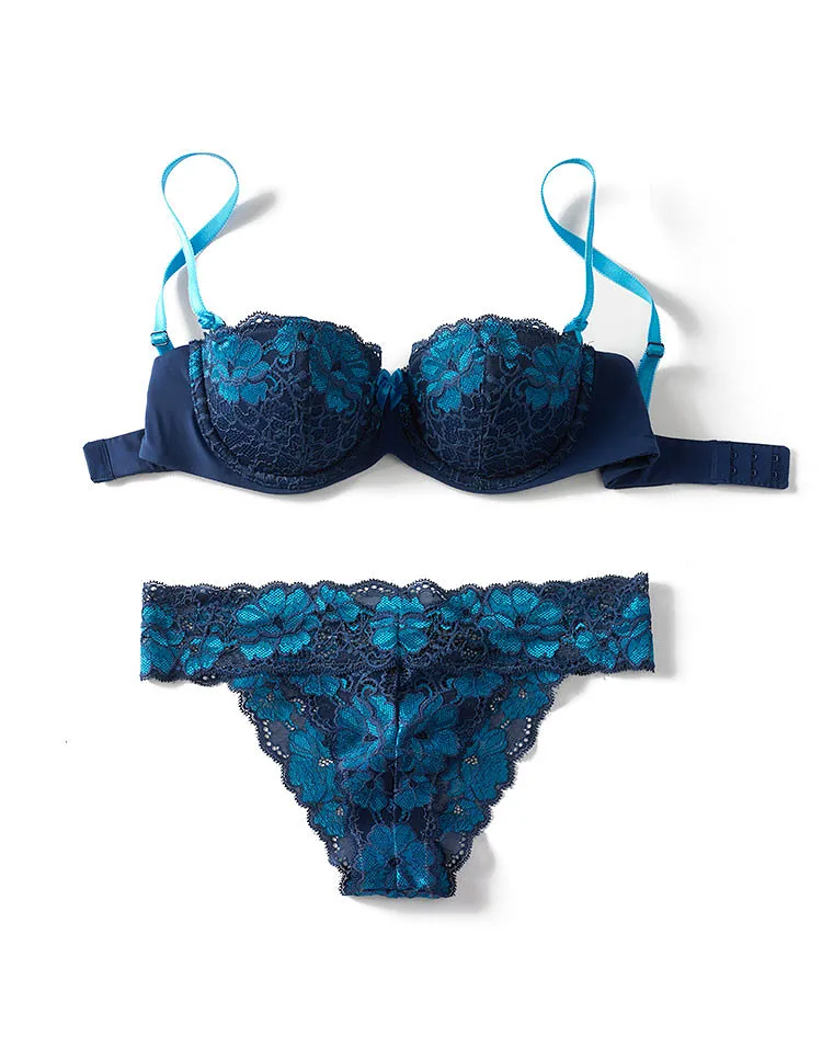 Gerda Dark Blue 2 Push Up bra and panty bundle Model 2