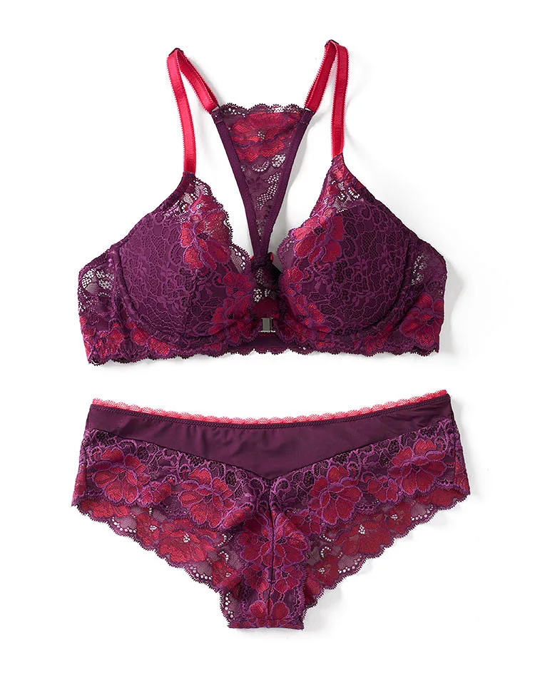 Reese Dark Purple Contour bra and panty bundle Model 2