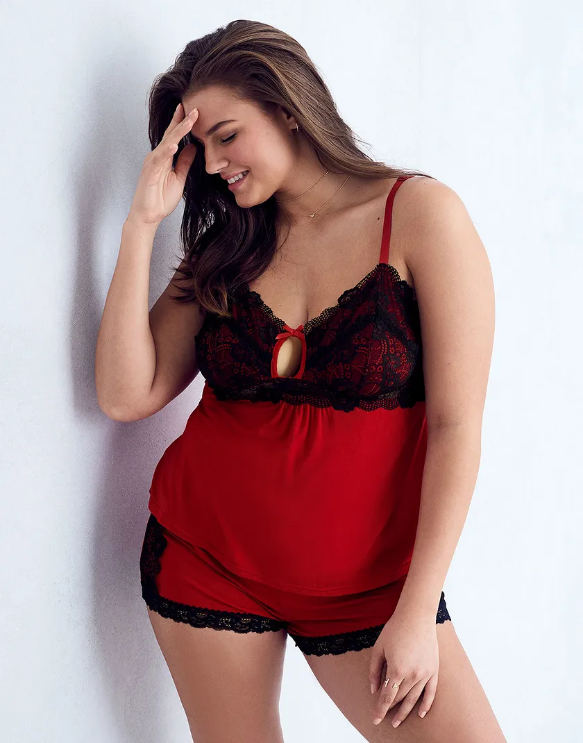 Serena Dark Red Plus sleepwear bundle Model 2