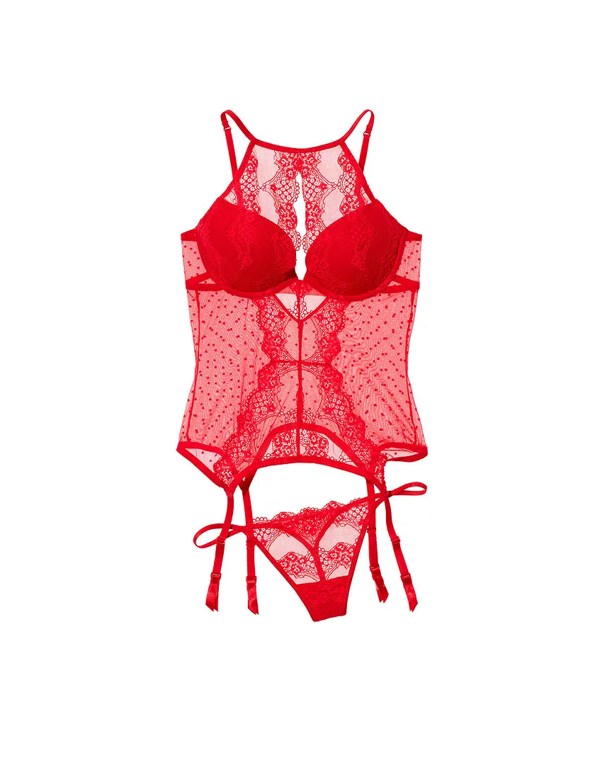 Heathyr Dark Red Push Up corset bundle Still 4