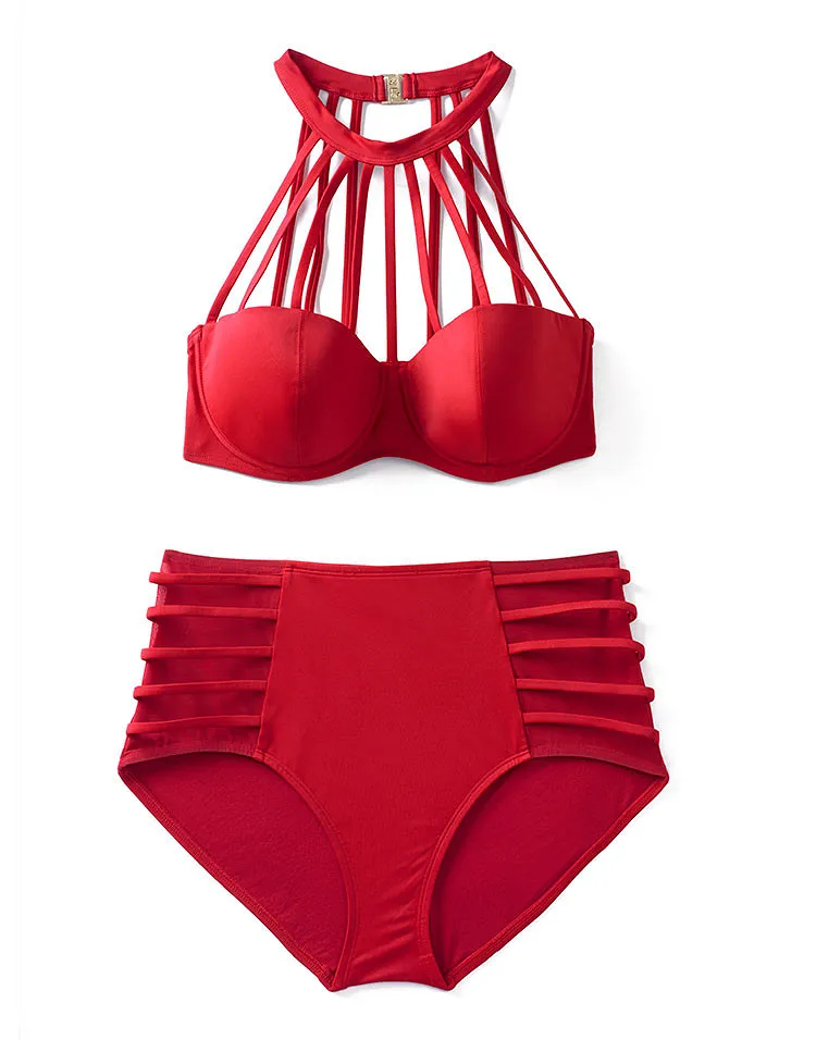 Waiola Dark Red 2 Lightly Lined swimwear bundle Still 1