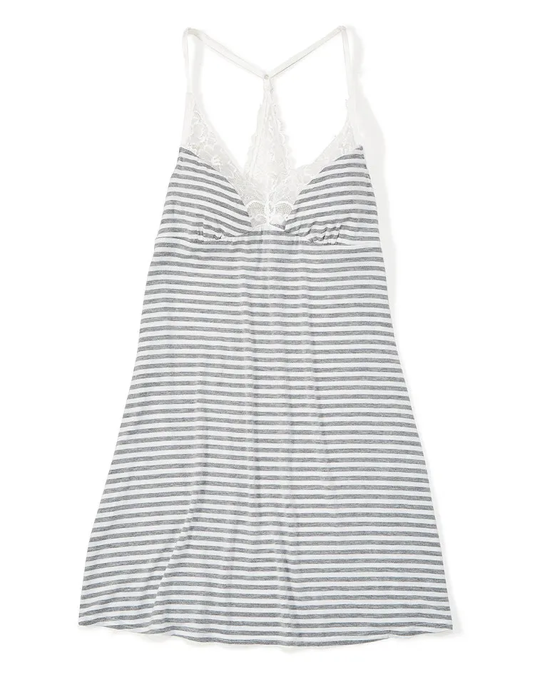 Jeanine Heather Grey Marshmallow Stripe sleepwear bundle Still 3
