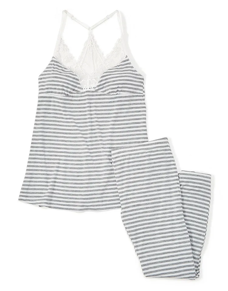 Honey Heather Grey Marshmallow Stripe sleepwear bundle Model 3
