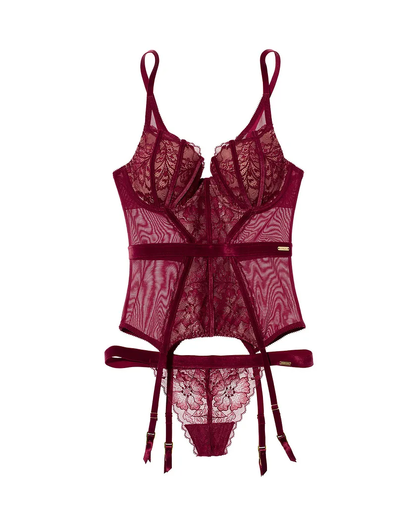 Luxy Dark Red 2 Lightly Lined corset bundle Still 1