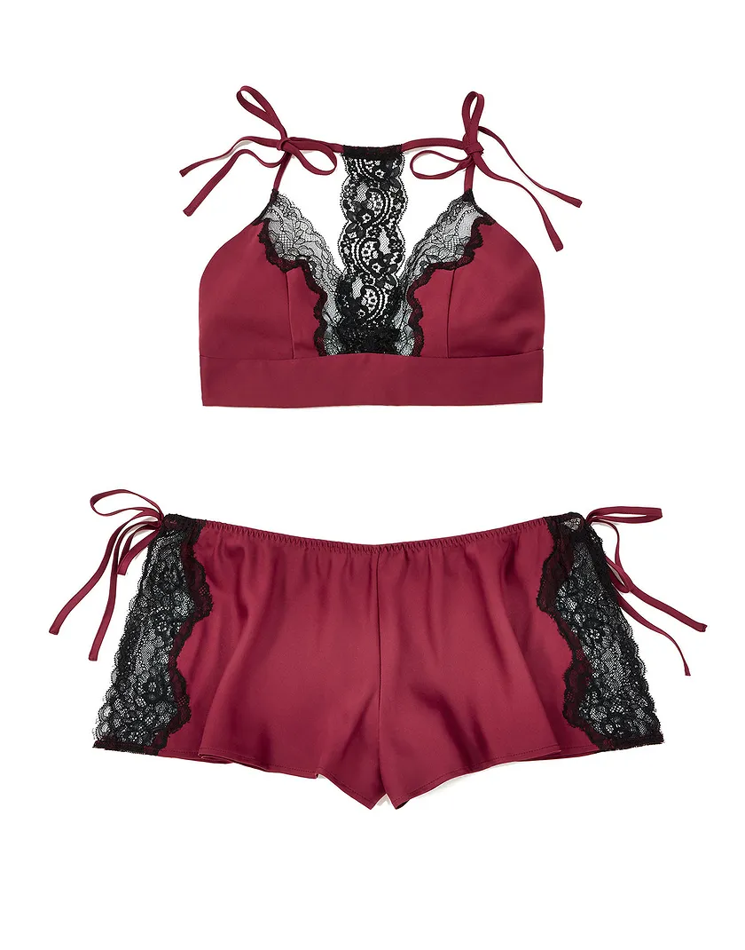 Aunay Dark Red lingerie bundle Still 3