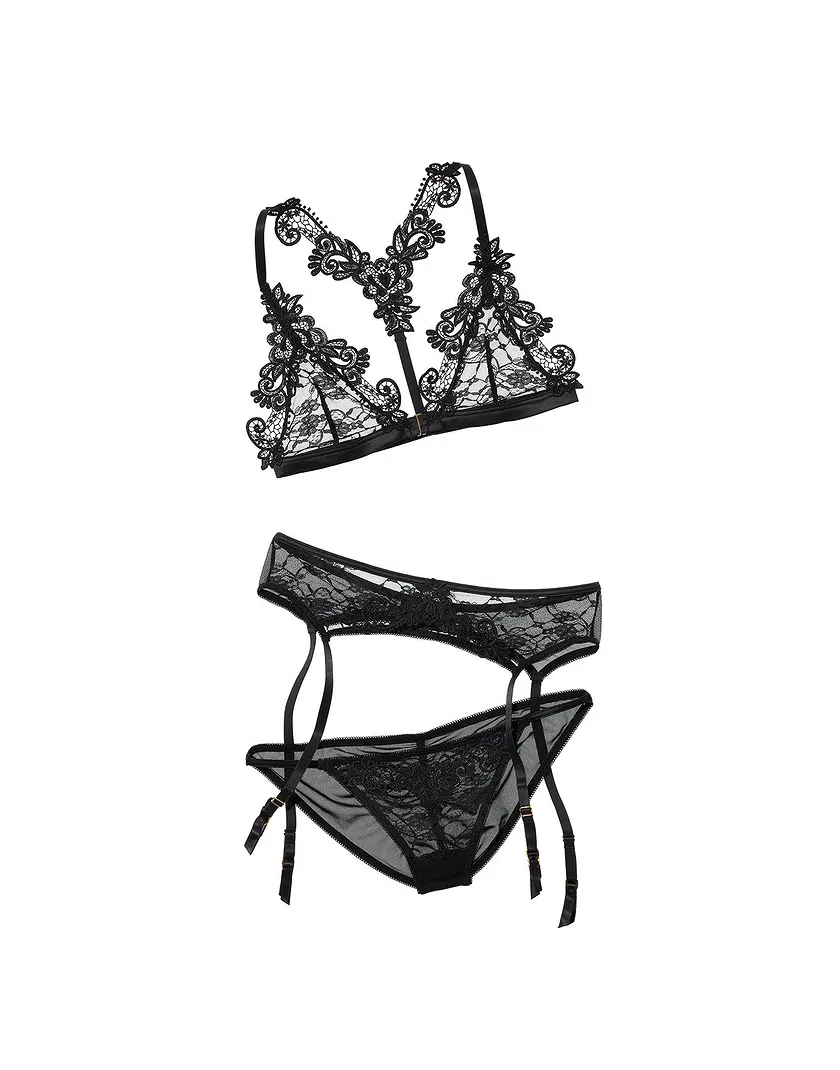 Strapina Black Unlined bra and panty and lingerie bundle Still 1