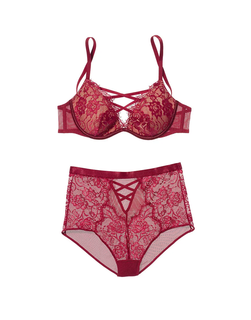 Meeni Dark Red 2 Lightly Lined bra bundle Still 2