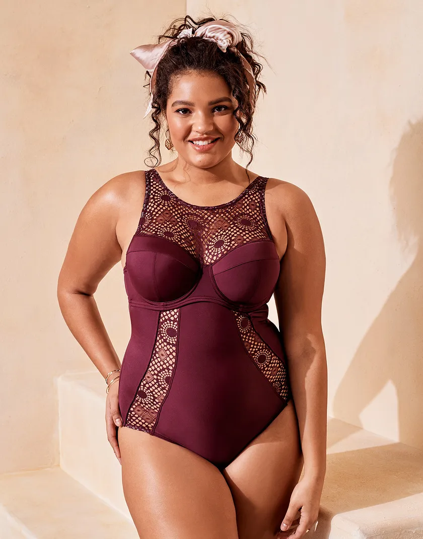 Wendi Dark Brown Plus Lightly Lined swimwear bundle Model 3
