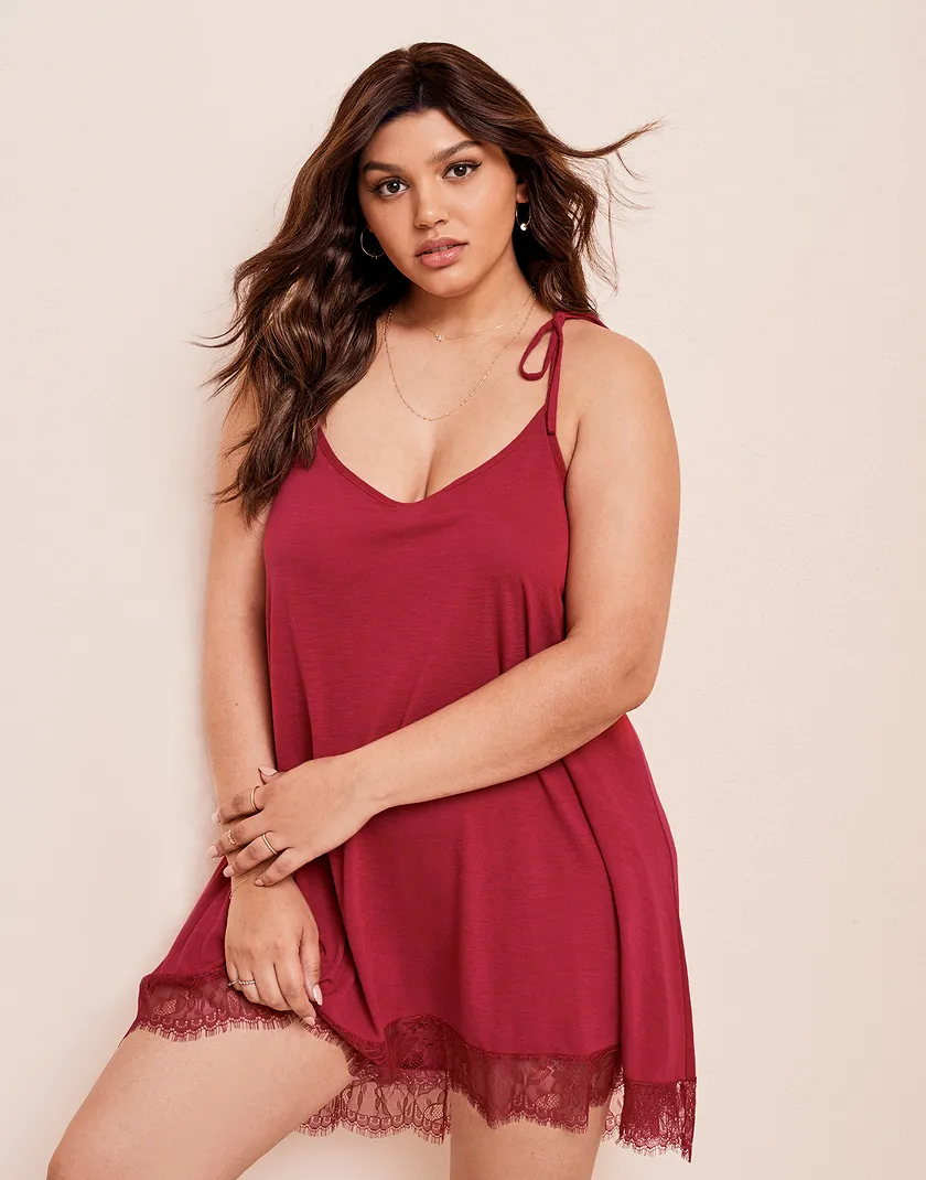 Sylvee Dark Red Plus sleepwear bundle Model 5