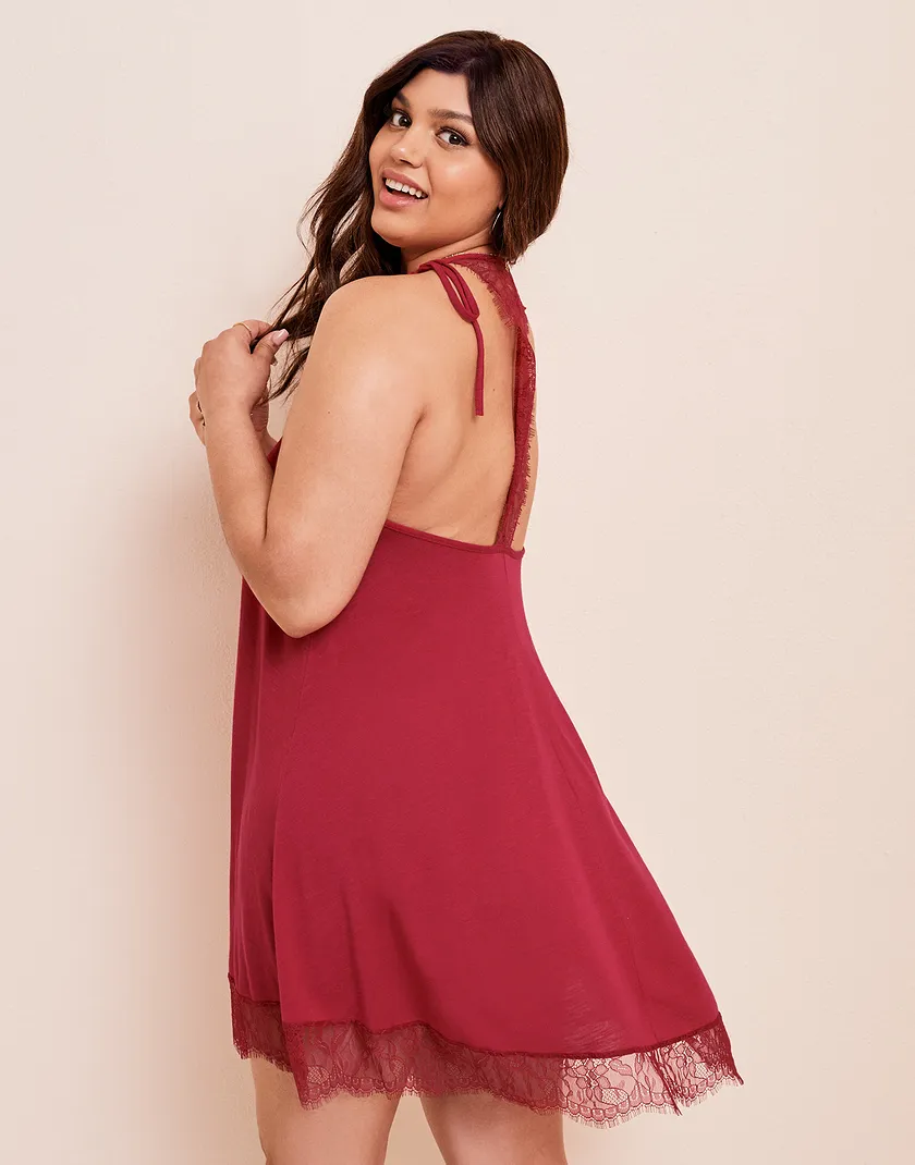 Sylvee Dark Red Plus sleepwear bundle Model 2