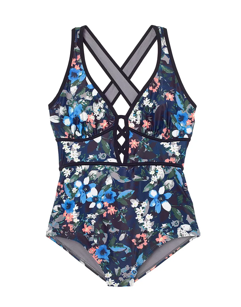 Mele Floral Black Plus Lightly Lined swimwear bundle Still 1