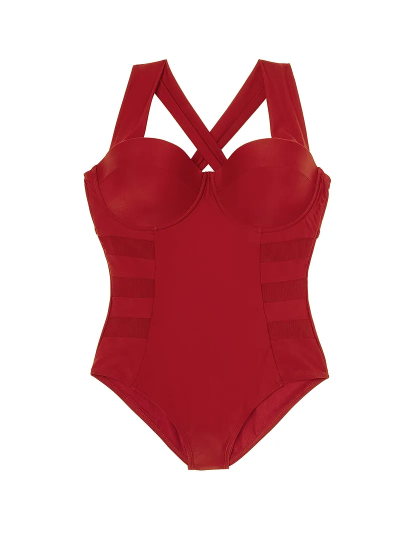 Karrissa Dark Red Plus Lightly Lined swimwear bundle Still 1