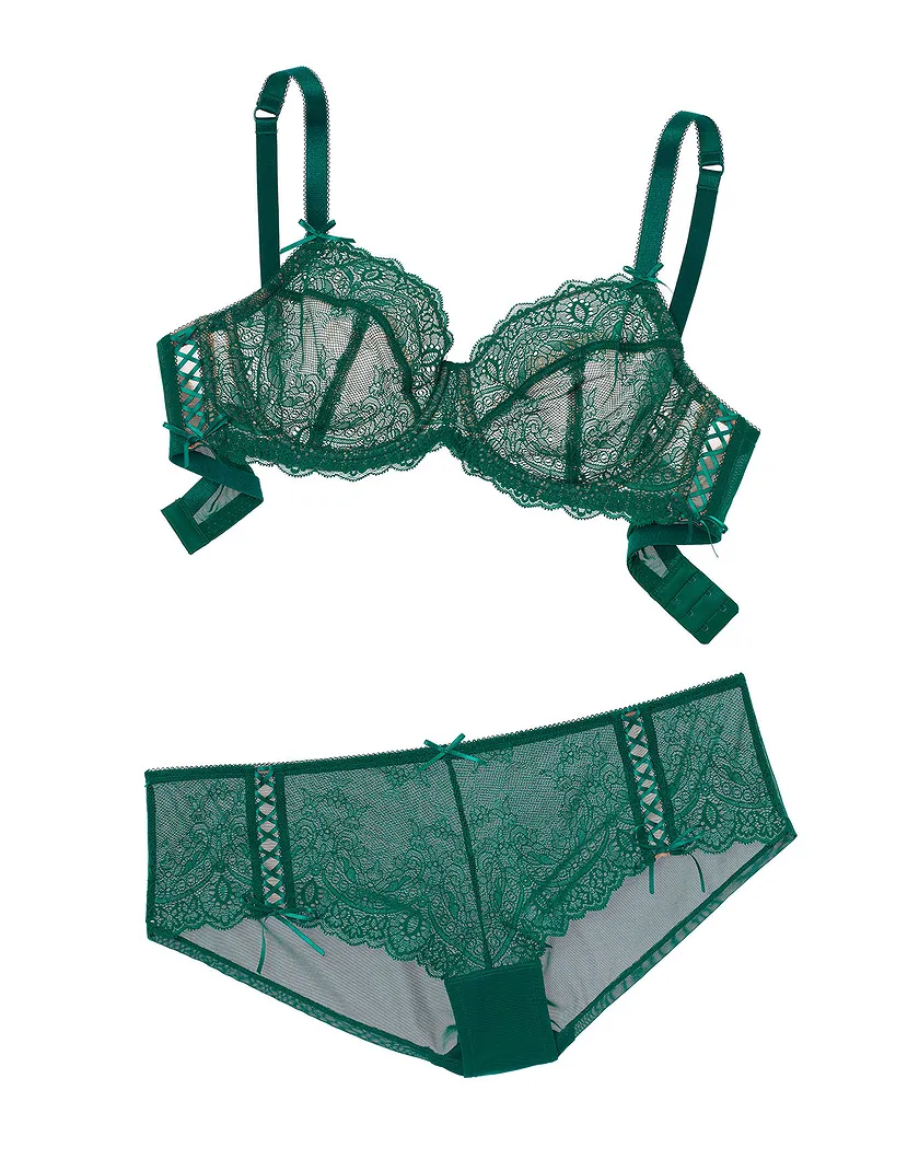 Loretta Dark Green 2 Unlined bra bundle Still 2