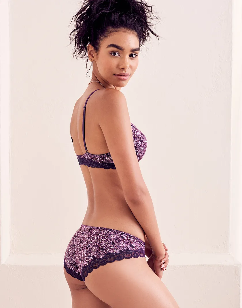 Kati Geo Purple Contour bra and panty bundle Model 2