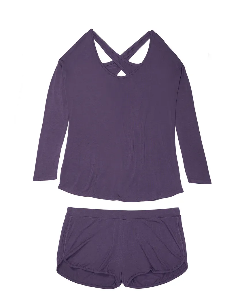 Ainsley Dark Purple sleepwear bundle Still 3