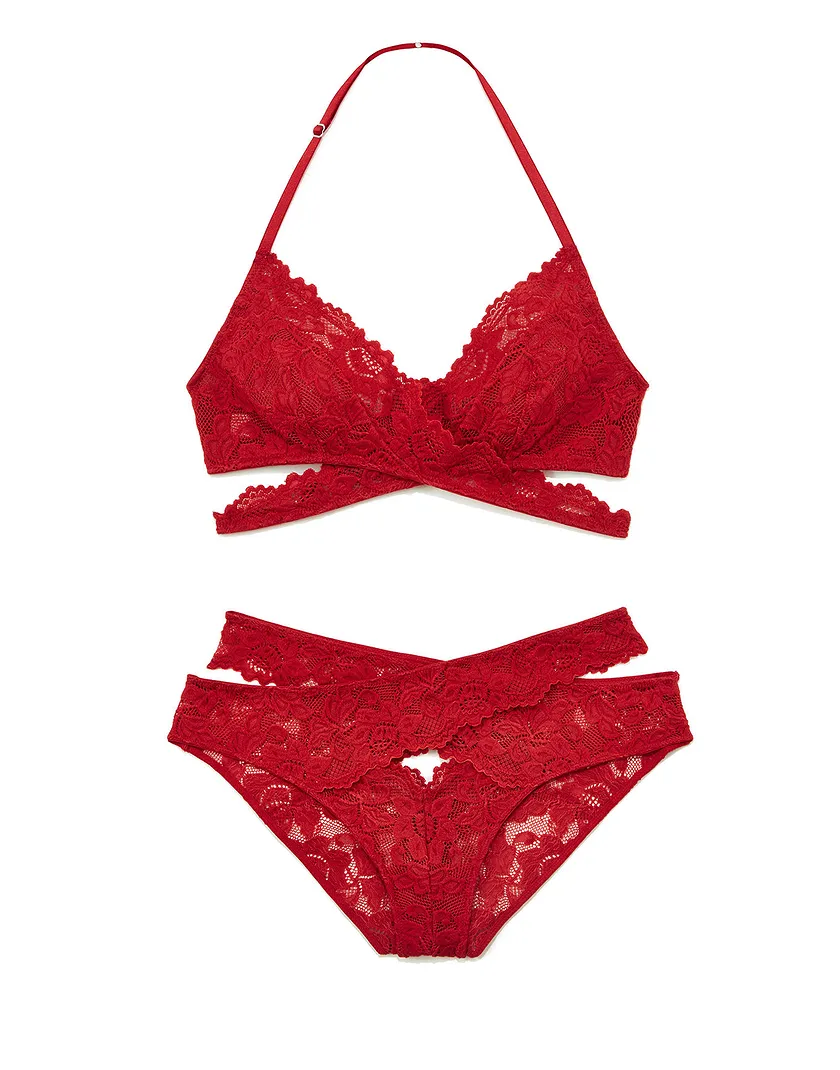 Brenna Dark Red 2 Unlined bra bundle Still 1