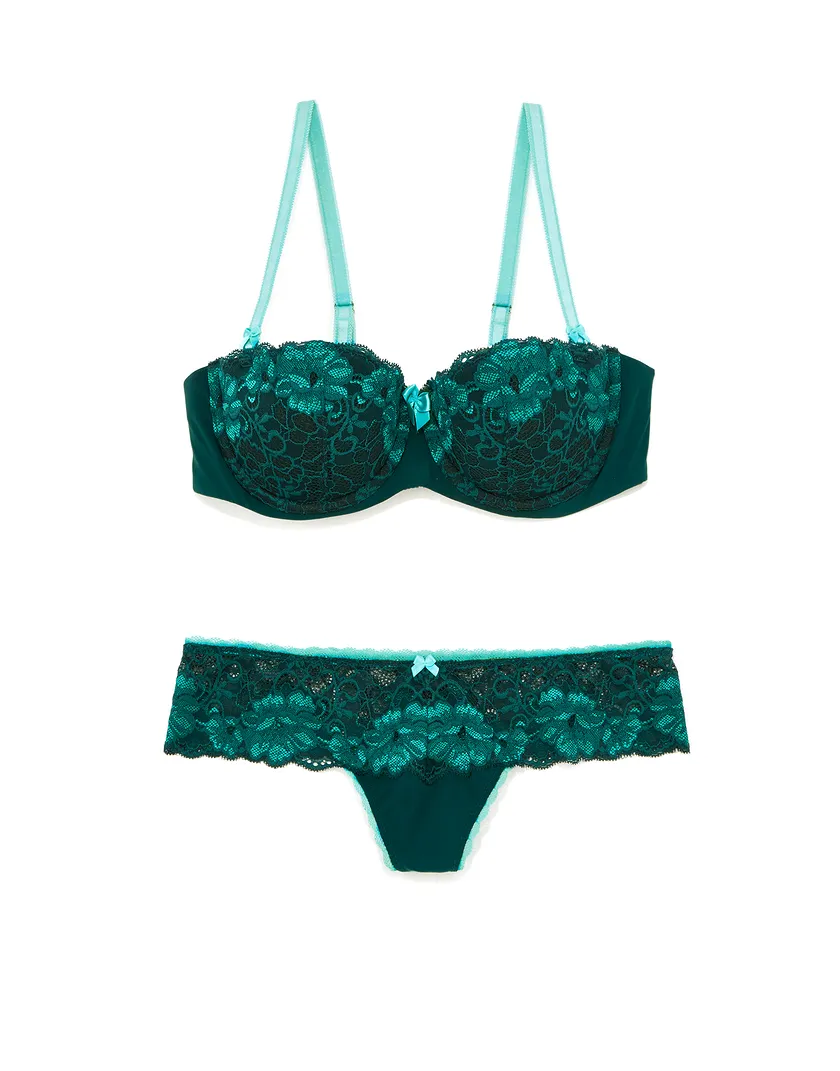 Gerda Dark Green Push Up bra and panty bundle Still 2