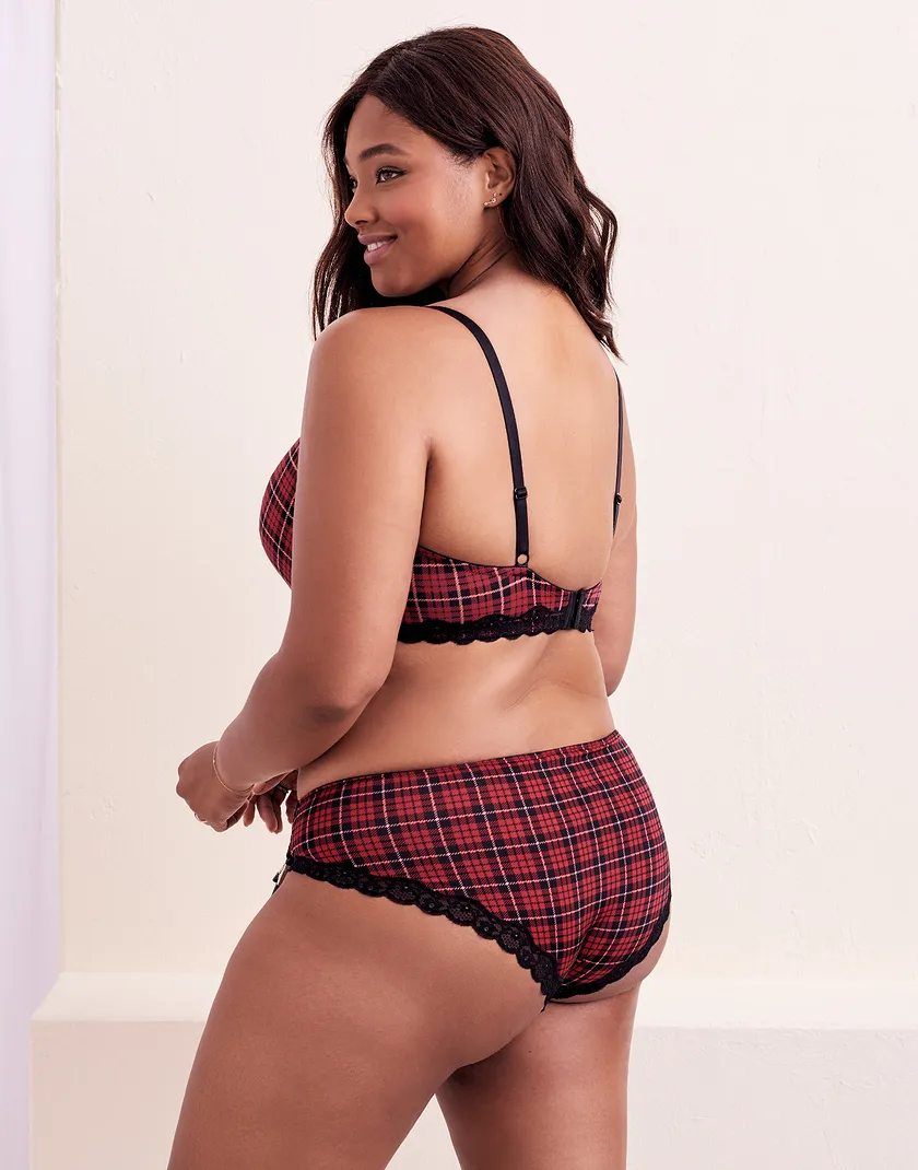 Nare Plaid Red Plus Lightly Lined bra and panty bundle Model 2