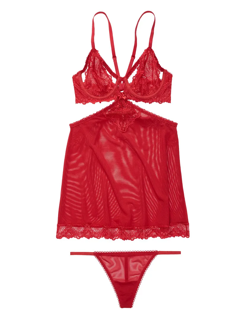 Jamielee Dark Red Unlined lingerie bundle Still 4