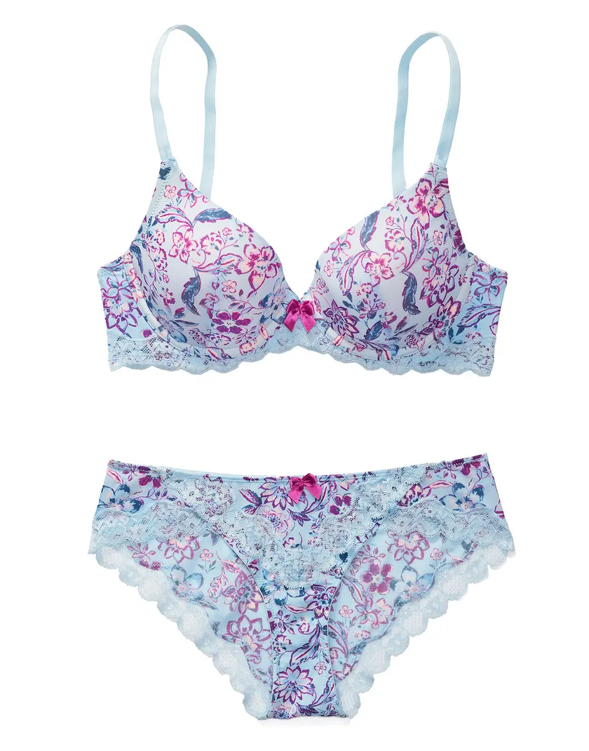 Kati Watercolor Blue Lightly Lined bra and panty bundle Still 2