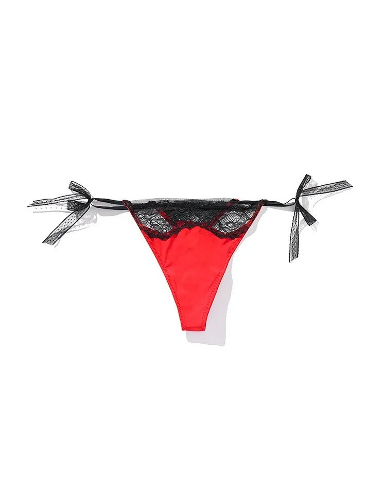 Fleur Thong Dark Red panty bundle Model 1