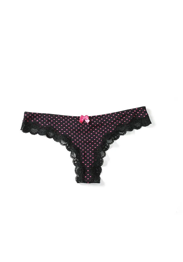 Kati Thong Heart Black panty bundle Model 1